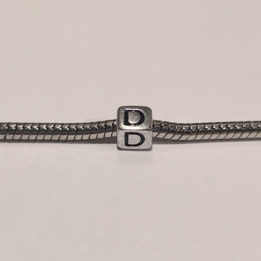 Silver D Spacer Charm for Pandora Style Bracelet‎